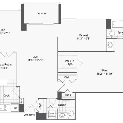 Floor Plan 1 | Luxury Apartments In Alexandria VA | Arrive 2801