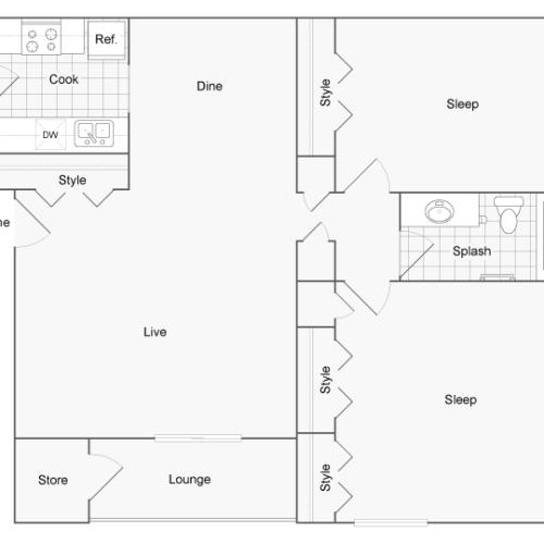 Floor Plan Layout | ReNew Tatnuck Square Apartment Homes for Rent in Worcester MA 01602