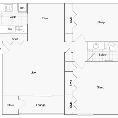 Floor Plan Layout | ReNew Tatnuck Square Apartment Homes for Rent in Worcester MA 01602