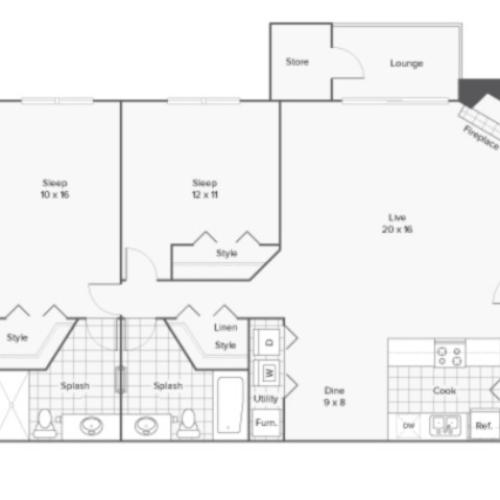 Floor Plan | ReNew Cross Creek Apartment Homes for Rent in St. Louis MO 63125