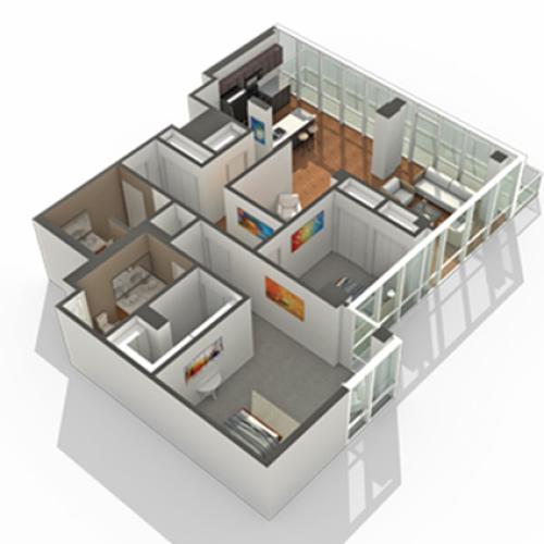 2 Bdrm Floor Plan | Apartments South Loop Chicago | Arrive LEX