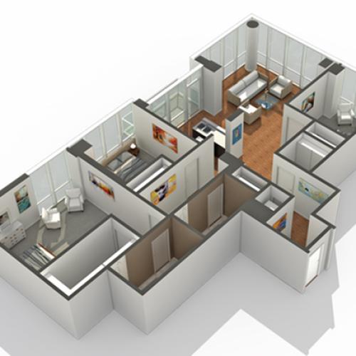 3 Bedroom Floor Plan | Apartments For Rent Chicago South Loop | Arrive LEX
