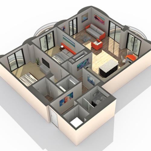 2 Bedroom Floor Plan | Apartments Wheaton IL | ReNew Wheaton Center