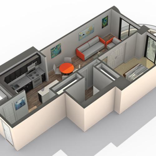 1 Bedroom Floor Plan | Apartments in Wheaton IL | ReNew Wheaton Center