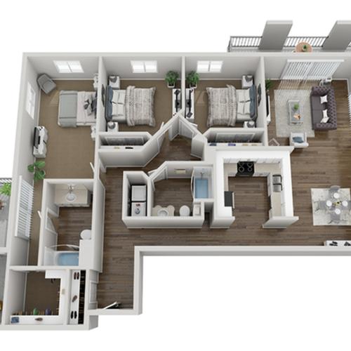 Floor Plan Image | 1-3 Bedroom Apartments San Diego | Arrive Mission Valley