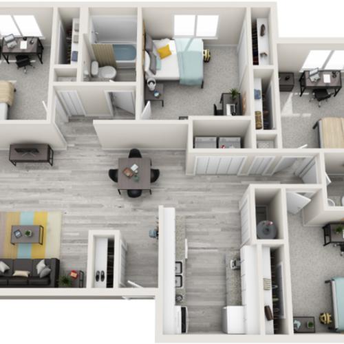 Floor Plan Image | The Social West Ames Steinbeck Apartment Homes for Rent in Ames IA 50014