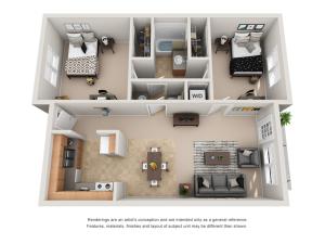 3D Floor Plan Image | The Social 2700