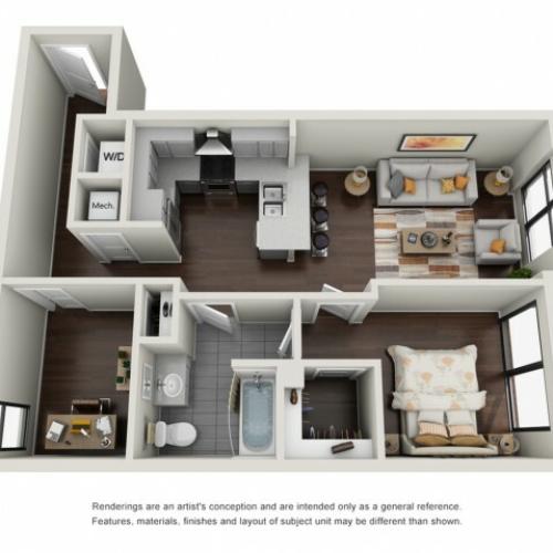 1 Bedroom Den Floor Plan | The Edge at 450