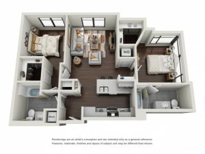 2 Bedroom with Loft Floor Plan | The Edge at 450