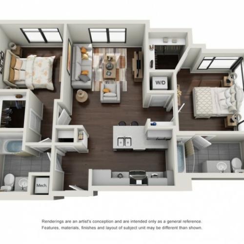 2 Bedroom with Loft Floor Plan | The Edge at 450