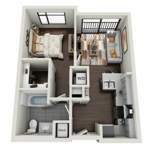 1 Bedroom Floor Plan | The Edge a 450