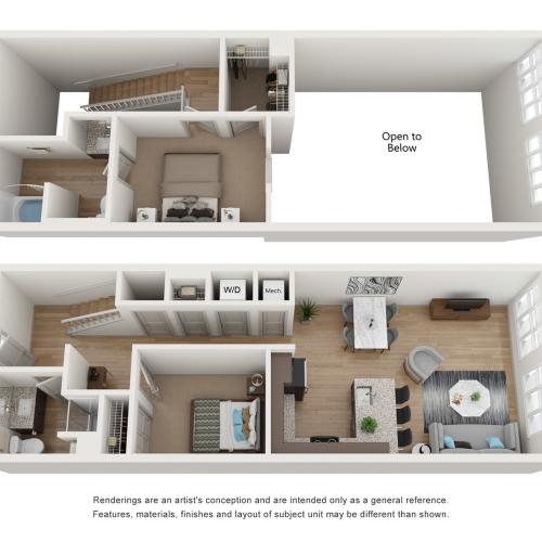 2 Bedroom Loft Floor Plan I Attain Downtown