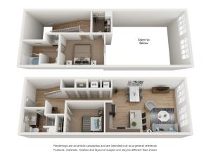 2 Bedroom with Loft Floor Plan | Attain Downtown