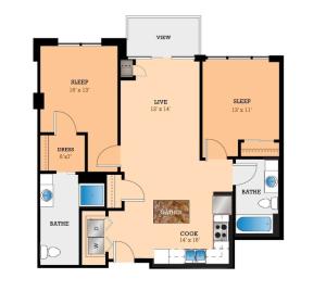Floor Plan F1 | Domain | Apartments in Madison, WI