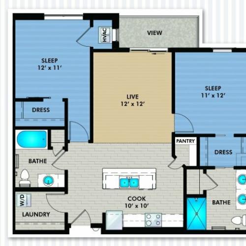 Floor Plan D1 | The Woodlands Apartments | Apartments in Menomonee Falls, WI