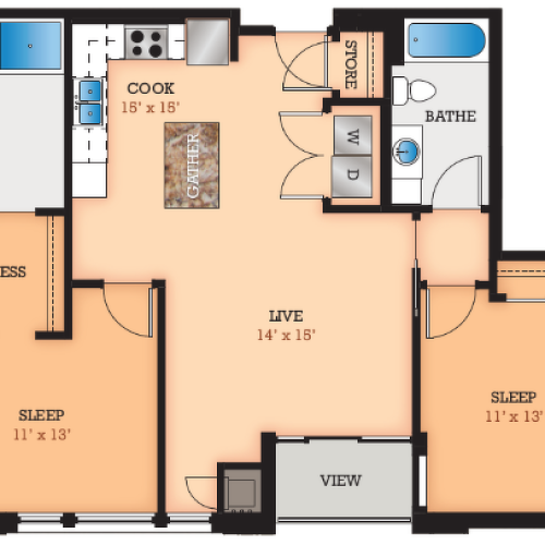 Floor Plan D1 | Domain | Apartments in Madison, WI