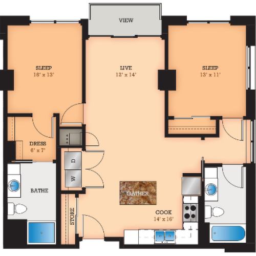 Floor Plan F2 | Domain | Apartments in Madison, WI