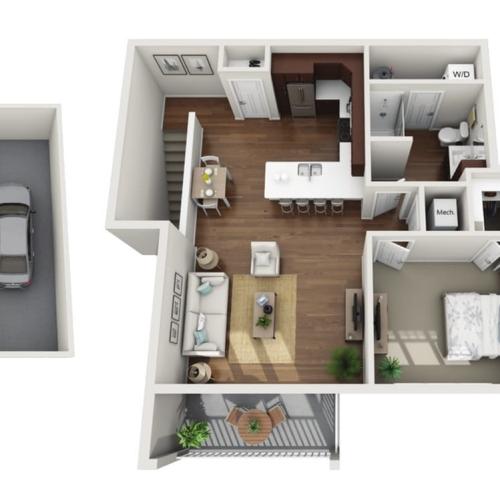 Floor Plan 1C | Drexel Ridge Apartments | Apartments in Oak Creek, WI