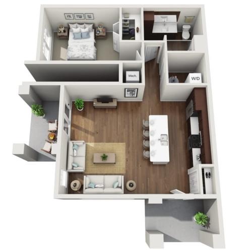 Floor Plan 1K | Drexel Ridge Apartments | Apartments in Oak Creek, WI