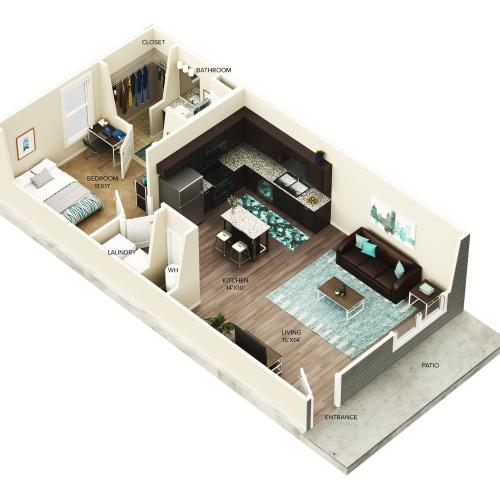 1 Bedroom Floor Plan | Student Apartments KU | Lawrence