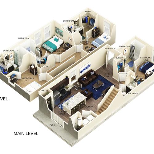 4 Bedroom Floor Plan | KU Off Campus Housing | Lawrence