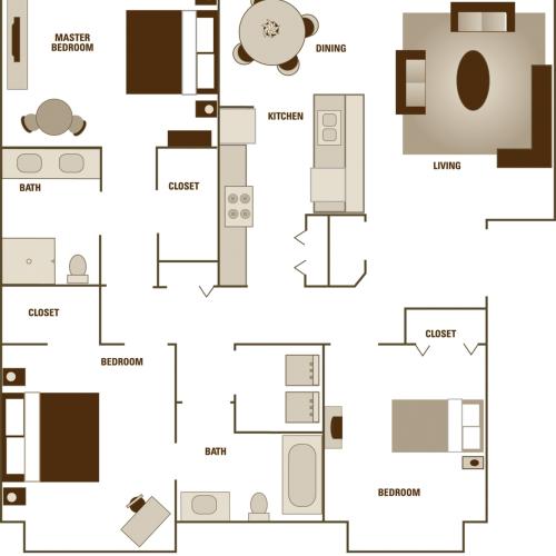 Alder Court, 3 bedroom floorplan