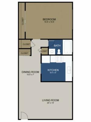 One-bedroom layout A floor plan at the Commons at Fallsington