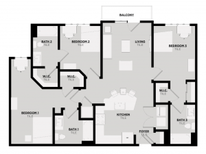 Floor Plan 5 | Apartments in Tuscaloosa AL | 513 Rock Point