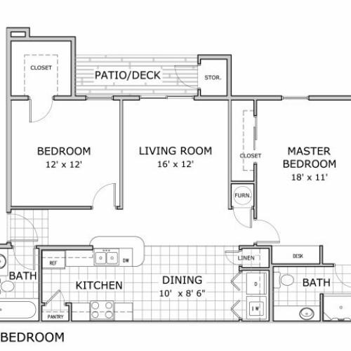 2 bedroom floor plan in pashe 2 building at Battlefield Park