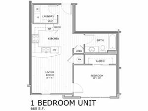 Floor plan for one bedroom apartment