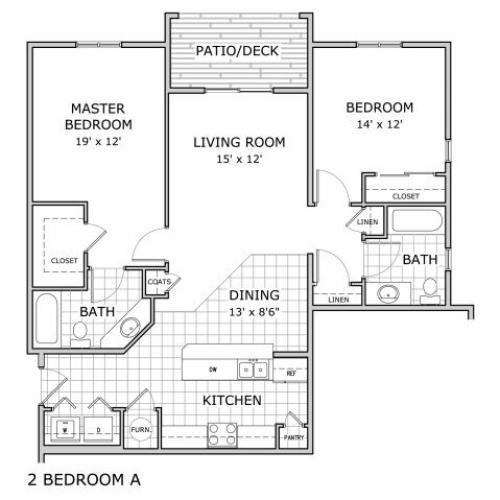 floor plan image of 2 bedroom apartment at Coryell Courts