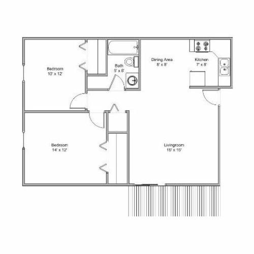 2 bedroom apartment floor plan image