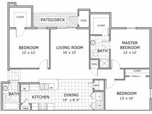 3 bedroom apartment floor plan image