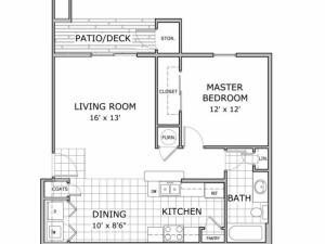 floor plan of 1 bedroom apartment home