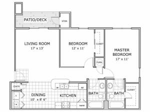 floor plan image of 2 bedroom apartment at Palm Village