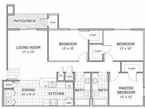 floor plan image of 3 bedroom apartment