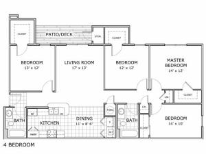 4 bedroom apartment floor plan image