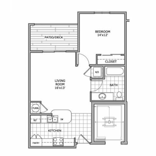 floor plan image of 1 bedroom apartment home