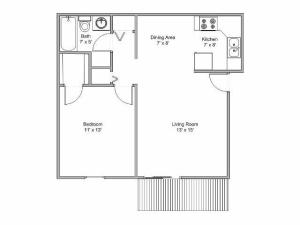 1 bedroom apartment floor plan image