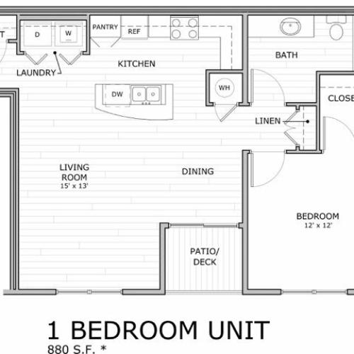 one bedroom apartment floor plan image