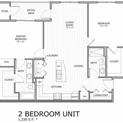 floor plan for 2 bedroom apartment