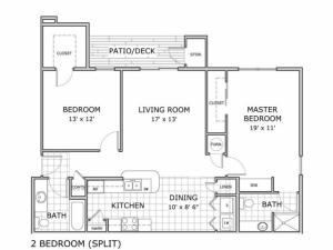 floor plan image for 2 bedroom apartment at Hawthorn Suites
