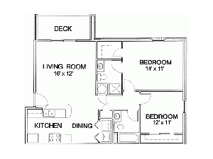 2 bedroom floor plan at Cambridge Park
