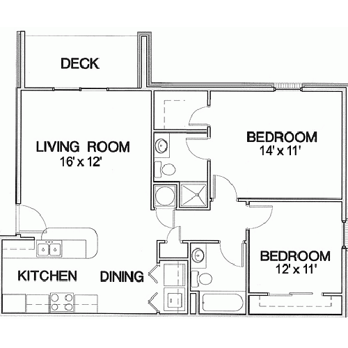 2 bedroom floor plan at Cambridge Park