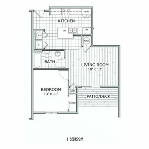 floor plan image of 1 bedroom apartment at Coryell Courts