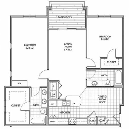 floor plan image for 2 bedroom apartment