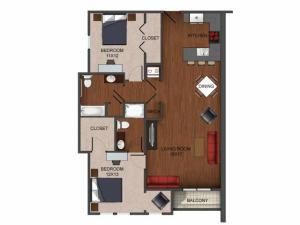 2 bedroom apartment home floor plan at Township 28