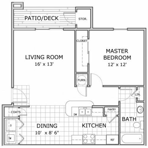 Floor plan of 1 bedroom apartment at Battlefield Park