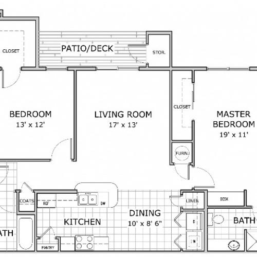 Coryell Crossing 2 Bedroom Floor Plan