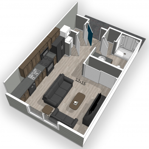 The Falcon micro studio floor plan apartment